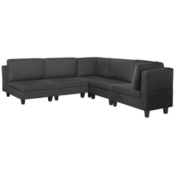 FEVIK - Hoekbank 5-zits - Zwart - Rechterzijde - 228 cm - Polyester