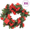 Kerstslingers met bloemen 6 st 250 cm lente rood