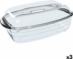 Oven Mould Ô Cuisine Rechthoekig Met deksel 37,5 x 22,5 x 10,6 cm Transparant (3 Stuks)