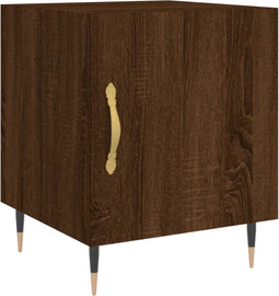 vidaXL - Nachtkastje - 40x40x50 - cm - bewerkt - hout - bruin - eikenkleur