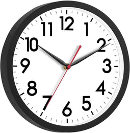Tyme Wandklok Modern - Muurklok - Fluisterstil - Grote cijfers - Zwart Wit