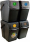 Set van 4x kunststof afvalscheidingsbakken antraciet/donkergrijs van 25 liter - Scheidingsprullenbakken