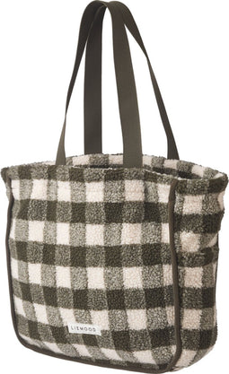 Liewood Reed Teddy tote bag / schoudertas / reistas - Check army brown teddy