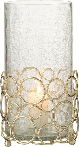J-Line kaarshouder Kyev - glas/ijzer - transparant/goud - large