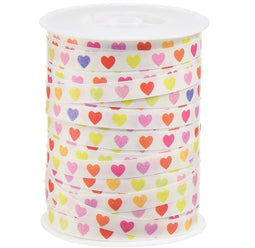 Krullint hartjes paperlook 250 meter - cadeaulint - paperlook lint - krul lint rol 250 meter hartjes moederdag