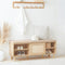 SoBuy FSR163-N - Schoenenbank - Houtlook met Schuifdeuren - Naturel