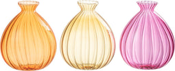 J-Line vaas Ballon - glas - oranje/roze/oker - 3 stuks