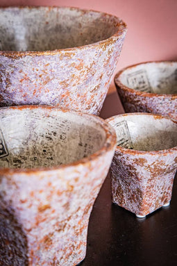 PTMD Githa Ronde Bloempot - H8 x Ø9 cm - Cement - Roze