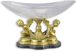 EEN OP BRONS GEMONTEERDE GLAZEN SCHAAL