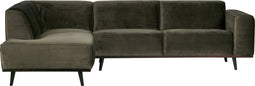 BePureHome Statement Hoekbank Links - Velvet - Warm Groen - 77x274x210