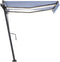 vidaXL - Luifel - handmatig - uittrekbaar - met - LED - 350x250 - cm - blauw - en - wit