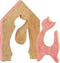 J-Line decoratie Huis Kat - hout - roze/naturel - large