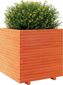vidaXL - Plantenbak - 70x70x72,5 - cm - massief - grenenhout - wasbruin