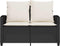 vidaXL - Tuinbank - 2-zits - met - kussens - & - tafel - poly - rattan - zwart
