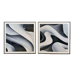 Schilderij Home ESPRIT Wit Zwart Abstract Modern 80 x 3,5 x 80 cm (2 Stuks)
