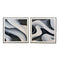 Schilderij Home ESPRIT Wit Zwart Abstract Modern 80 x 3,5 x 80 cm (2 Stuks)