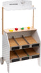 Supermarkt hout met 2 legplanken en 12 stukken fruit - winkeltje spelen - speelgoed - duurzaam speelgoed - Met 2 wielen