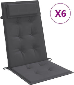 vidaXL - Stoelkussens - 6 - st - hoge - rug - oxford - stof - antracietkleurig