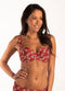 Beachlife Little Leaves - Bikinitop met beugel - Multiway met ruffle en basic bandjes - Roest/Bruin/Rood/Bloemenprint