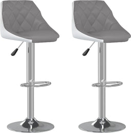 vidaXL - Barkrukken - 2 - st - kunstleer - grijs - en - wit