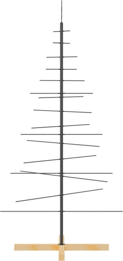 vidaXL - Kerstdecoratie - kerstboom - met - houten - basis - 150 - cm - metaal - zwart