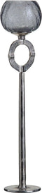 Kaarshouder 13 x 13 x 56 cm Kristal Grijs Metaal Zilver