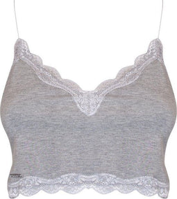 MAGIC Bodyfashion - Cozy Crop Top - V-hals spaghettibandjes - Heather Grey