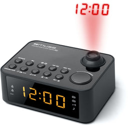 Muse M-178P - Wekker radio - Projectie op plafond of muur - Zwart