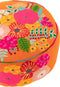 J-Line poef Rond Bloemen Geborduurd - katoen/polyester - oranje