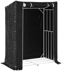 vidaXL - Haardhoutrek - met - regenhoes - 150x80x200 - cm - gegalvaniseerd - staal