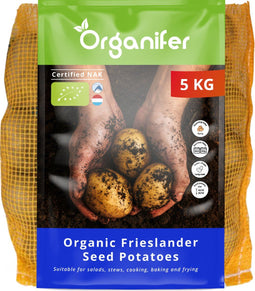 Biologische Pootaardappelen Frieslander A 28/35 - 5 Kg - Skal- En Nak-Gecertificeerd - Korte Groeiseizoenen, Oogst Na 90 Dagen - Hoge Opbrengst - Weerstand Tegen Ziekten Zoals Phytophthora - Voor Verschillende Grondsoorten - Organifer