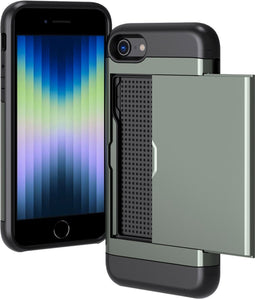 iMoshion Hoesje Geschikt voor iPhone 7 / 8 / SE (2020) / SE (2022) Hoesje - Ruimte voor 2 pasjes - iMoshion Backcover met pasjeshouder - Donkergroen