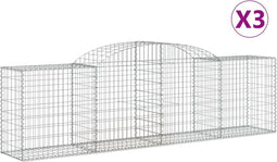 vidaXL - Schanskorven - 3 - st - gewelfd - 300x50x80/100 - cm - gegalvaniseerd - ijzer