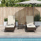 vidaXL - Ligbedden - 2 - stuks - met - Kussens - en - Tafel - Bruin - Poly - Rattan