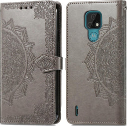 iMoshion Hoesje Geschikt voor Motorola Moto E7 Hoesje Met Pasjeshouder - iMoshion Mandala Bookcase - Grijs