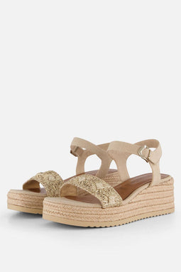 Tamaris Raffia Sandalen - Platte sandalen - Touch-it binnenzool - Beige