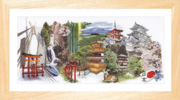 Thea Gouverneur - Borduurpakket met telpatroon - 548 - Voorgesorteerde DMC Garens - Japan - Linnen - 79 cm x 35 cm - DIY Kit