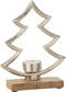 J-Line kaarshouder Dennenboom op voet - hout/aluminium - zilver - small