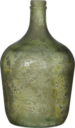 Mica Decorations Diego Glazen Fles - H30 x Ø18 cm - Gerecycled Glas - Groen