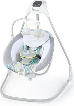 Bright Starts Comfort Cradling Babyschommel - 180° draaibaar - 6 snelheden - Grijs
