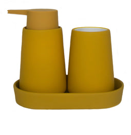 5Five Badkamerset Cocoon - Zeeppomp / Beker / Schaaltje - Geel