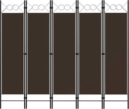 vidaXL - Kamerscherm - met - 5 - panelen - 200x180 - cm - bruin