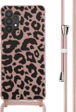 iMoshion Hoesje Geschikt voor Samsung Galaxy A32 (4G) Hoesje Met Koord - iMoshion Siliconen design hoesje met koord - Roze / Animal Pink