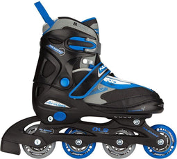 Nijdam Inlineskates Junior - Verstelbaar - Softboot - Zwart/Blauw/Grijs