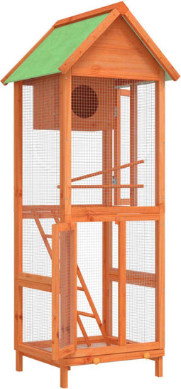 vidaXL Volière 60x58,5x160 cm massief grenenhout bruin