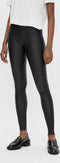 Object Objbelle MW Coated Leggings - Dames Legging met knipbare lengte - Zwart