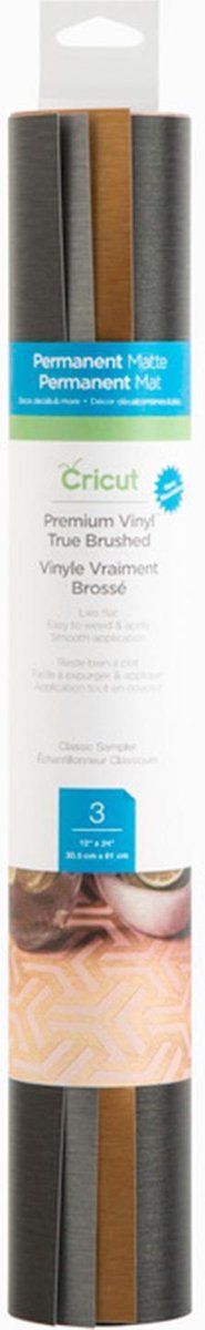Cricut Premium Vinyl Permanent met Geborsteld effect 30x60cm – Classics (3 vellen)