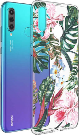 iMoshion Hoesje Geschikt voor Huawei P30 Lite Hoesje Siliconen - iMoshion Design hoesje - Groen / Roze / Tropical Jungle