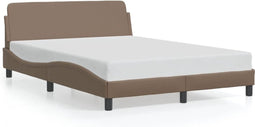 vidaXL - Bedframe - met - hoofdbord - kunstleer - cappucinnokleurig - 140x190 - cm