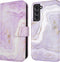iMoshion Hoesje Geschikt voor Samsung Galaxy S21 FE Hoesje Met Pasjeshouder - iMoshion Design Bookcase smartphone - Paars / Purple Marble